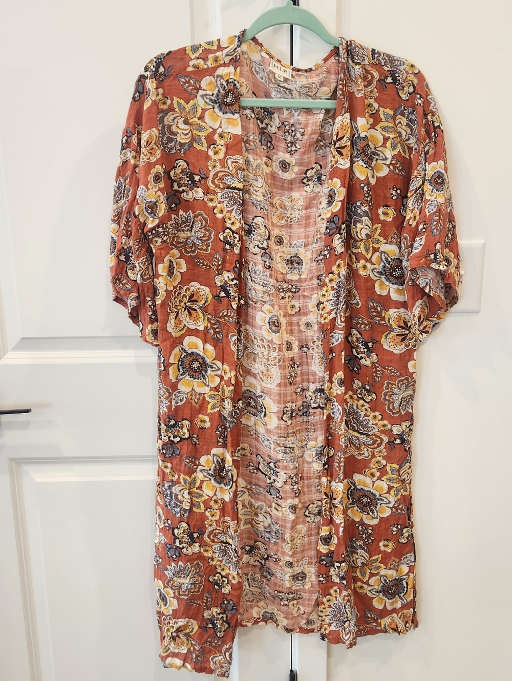h.i.p. Rust and Yellow Floral Layering Kimono